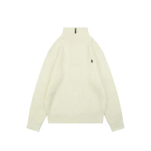 Ralph Lauren Pony Embroidered Ribbed Half-Zip Turtleneck Sweater Front view
