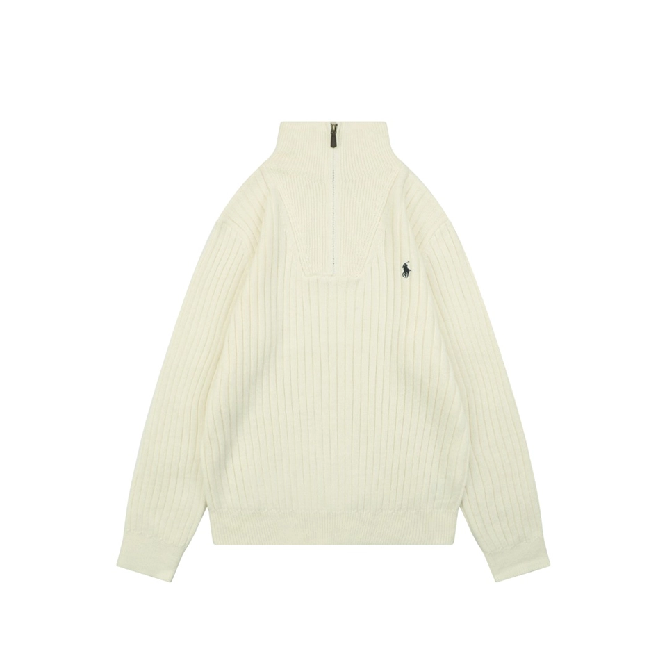 Ralph Lauren Pony Embroidered Ribbed Half-Zip Turtleneck Sweater Front view