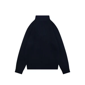 Ralph Lauren Pony Embroidered Ribbed Half-Zip Turtleneck Sweater Black Back view