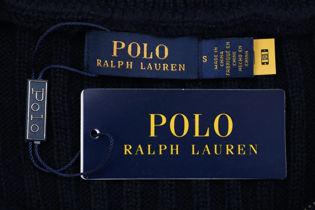 Ralph Lauren Pony Embroidered Ribbed Half-Zip Turtleneck Sweater Brand label