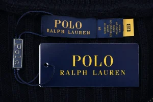 Ralph Lauren Pony Embroidered Ribbed Half-Zip Turtleneck Sweater Brand label