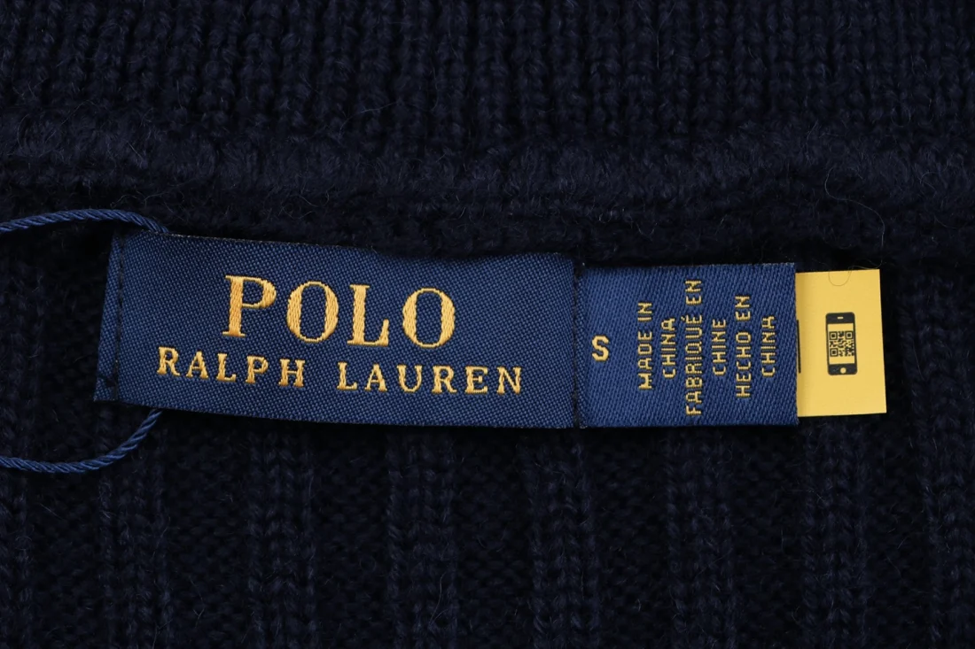Ralph Lauren Pony Embroidered Ribbed Half-Zip Turtleneck Sweater Brand label