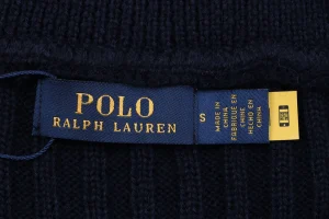 Ralph Lauren Pony Embroidered Ribbed Half-Zip Turtleneck Sweater Brand label