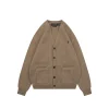 Ralph Lauren Pony Logo Five-Button Pocket Cardigan (Brown/Navy/White)
