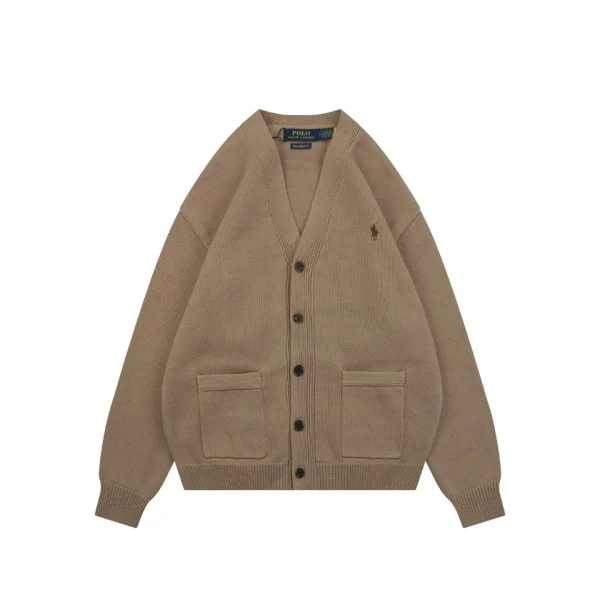 Ralph Lauren Pony Logo Five-Button Pocket Cardigan Brown Front view
