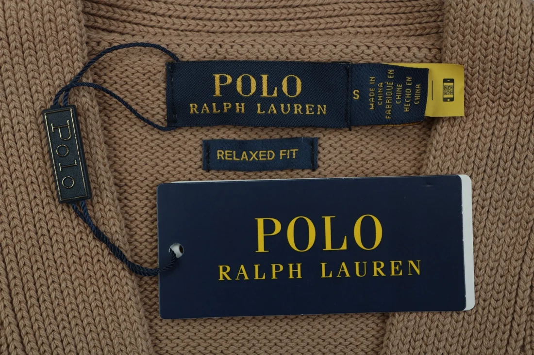 Ralph Lauren Pony Logo Five-Button Pocket Cardigan Brown Brand label