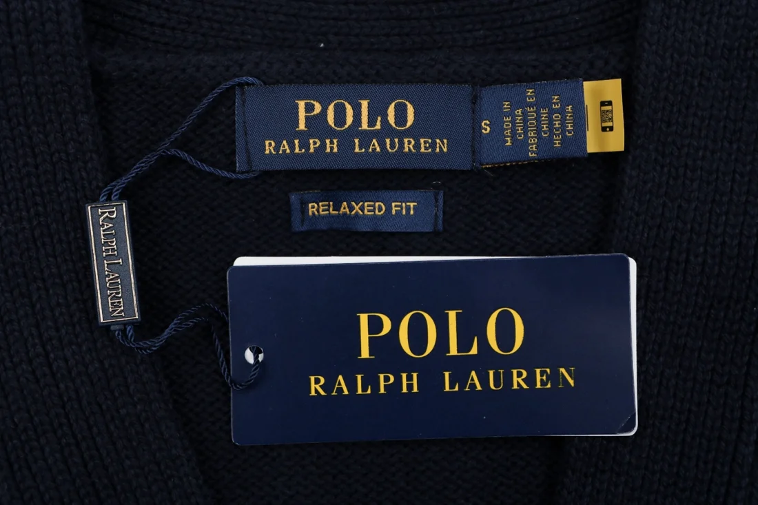 Ralph Lauren Pony Logo Five-Button Pocket Cardigan Navy Brand label