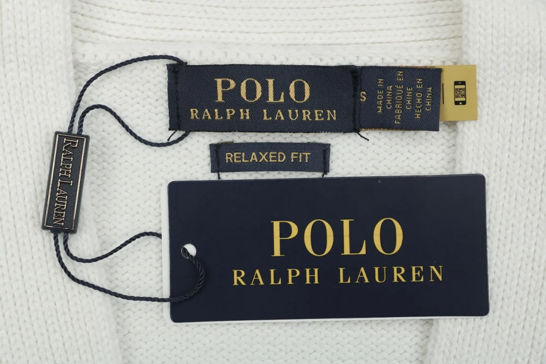 Ralph Lauren Pony Logo Five-Button Pocket Cardigan White Brand label