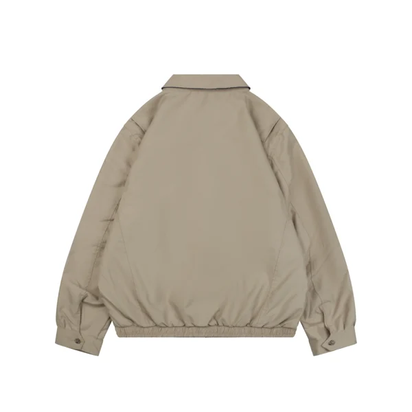 Ralph Lauren Pony Logo Plaid-Lined Cotton Harrington Jacket Khaki Back view