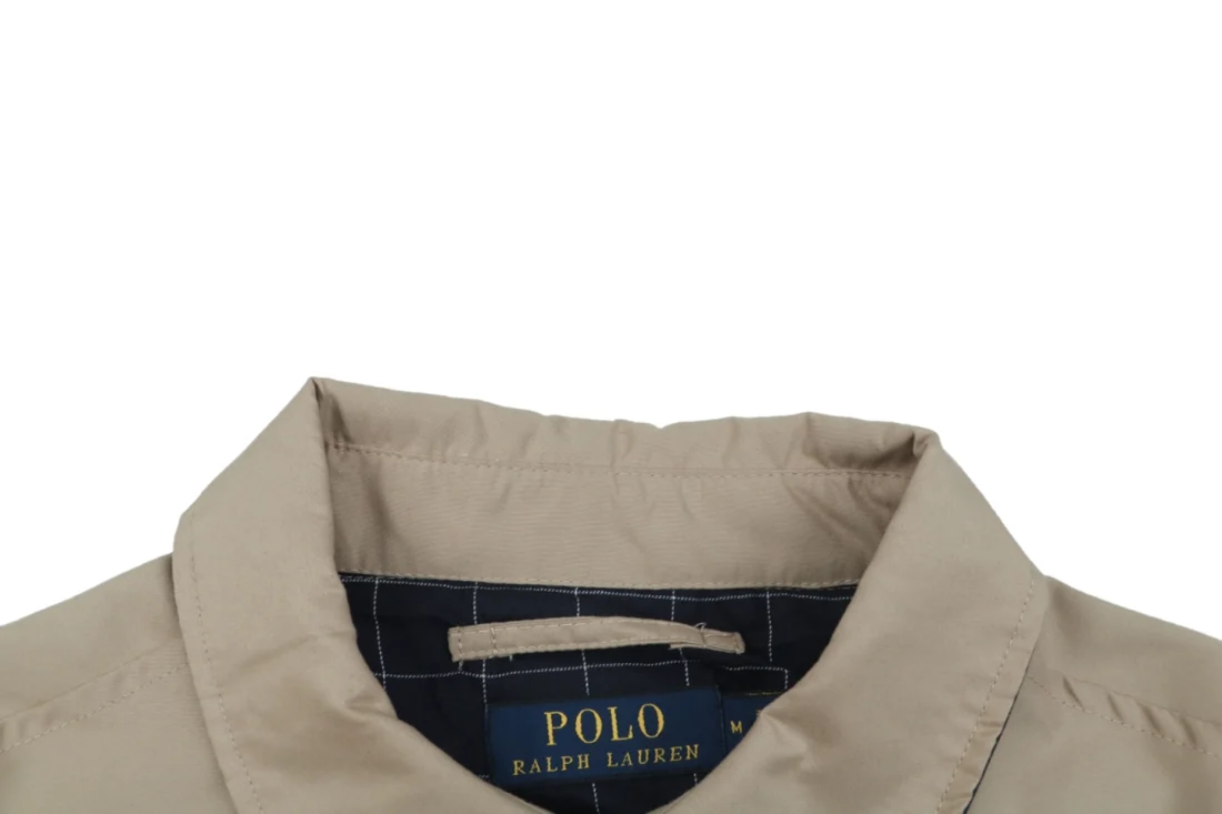 Ralph Lauren Pony Logo Plaid-Lined Cotton Harrington Jacket Khaki Collar