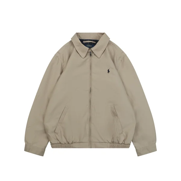 Ralph Lauren Pony Logo Plaid-Lined Cotton Harrington Jacket Khaki