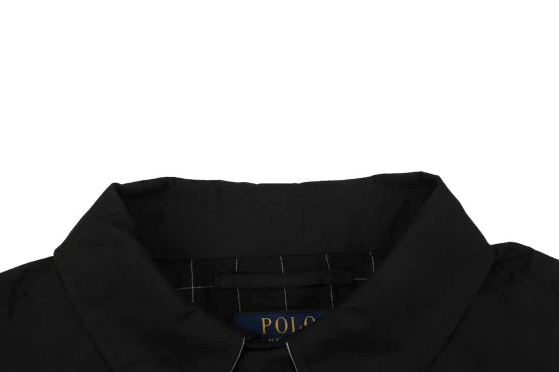 Ralph Lauren Pony Logo Plaid-Lined Cotton Harrington Jacket Black Collar