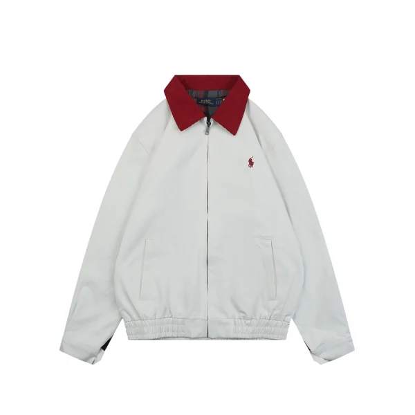 Ralph Lauren Pony Logo Red Collar Harrington Jacket Front view