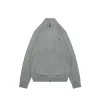 Ralph Lauren Pony Logo Ribbed Full-Zip Sweater Jacket (Grey/Black)