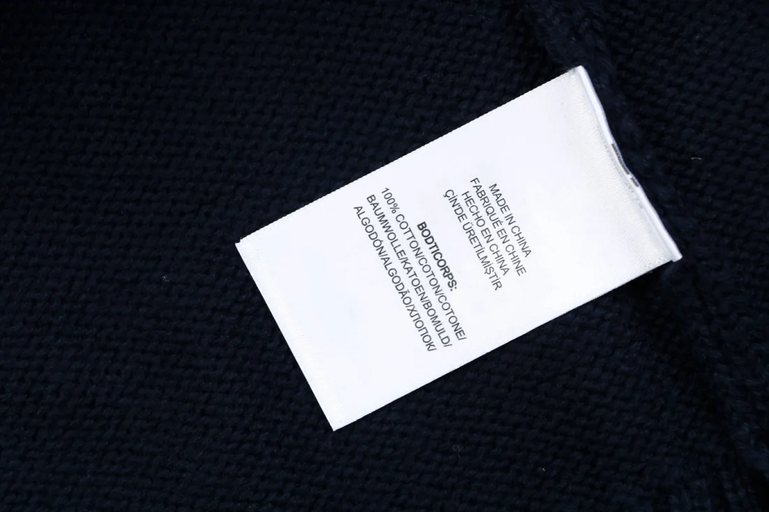 Ralph Lauren Pony Logo Ribbed Mock Neck Half-Zip Cotton Sweater Navy Wash label