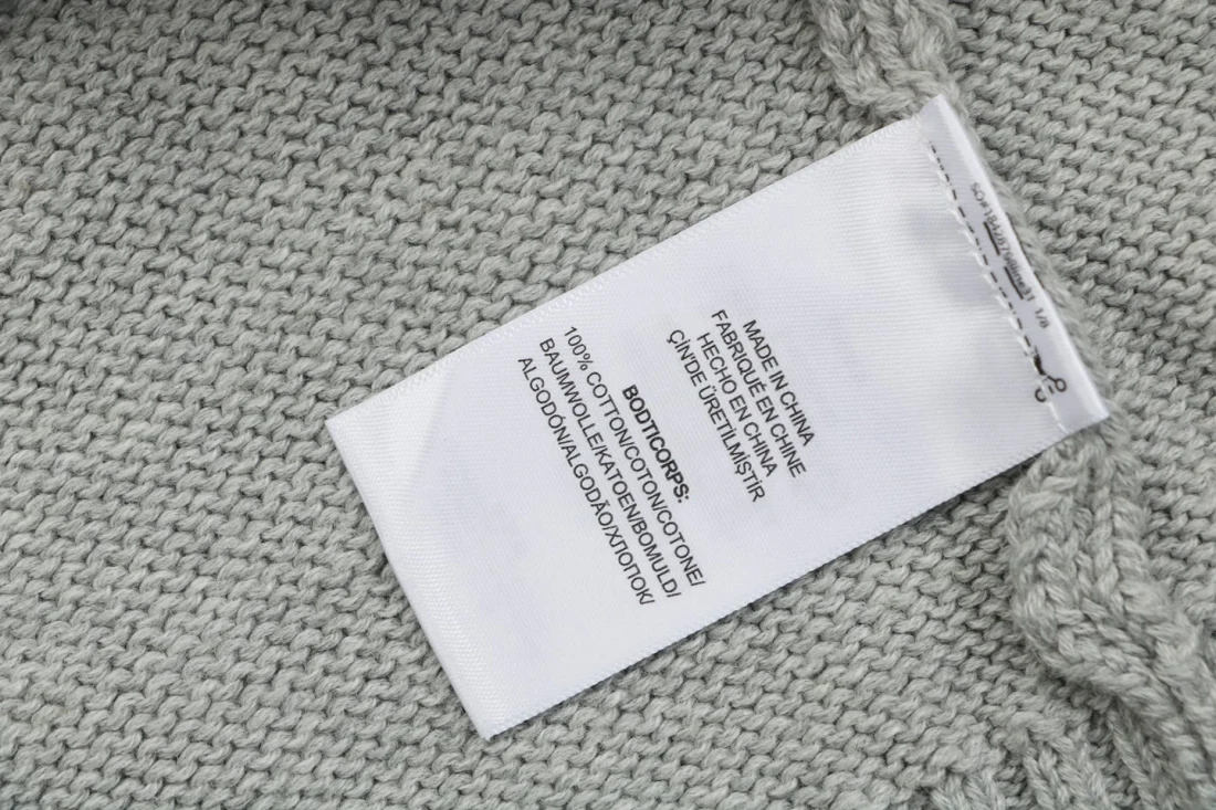 Ralph Lauren Pony Logo Ribbed Mock Neck Half-Zip Cotton Sweater Grey Wash label