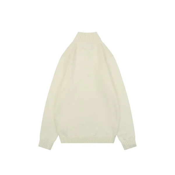 Ralph Lauren Pony Logo Ribbed Mock Neck Half-Zip Cotton Sweater Beige Back view