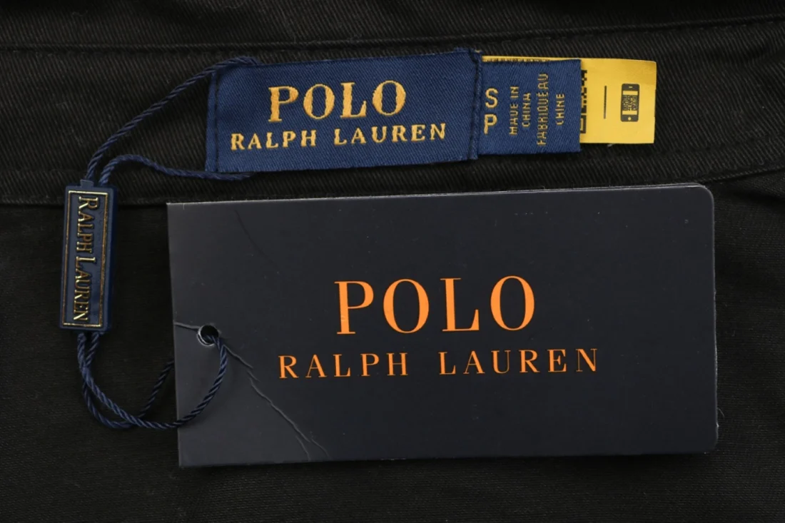 Ralph Lauren Pony Logo Script Embroidered Black Harrington Jacket Brand label