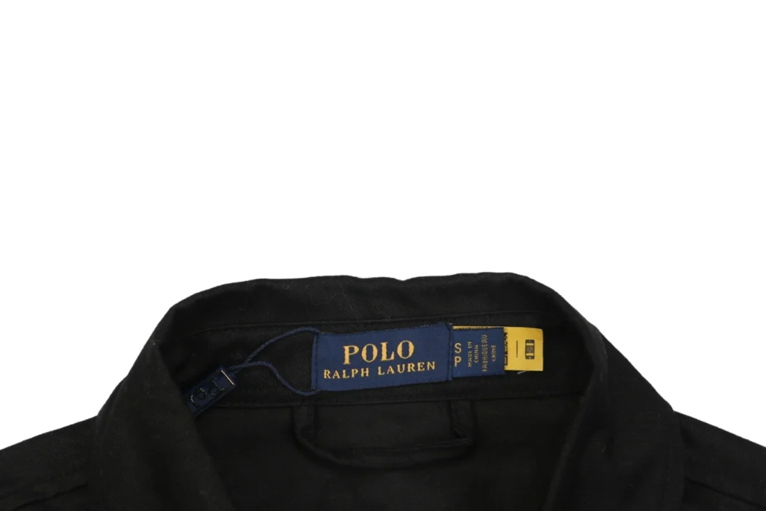 Ralph Lauren Pony Logo Script Embroidered Black Harrington Jacket Collar