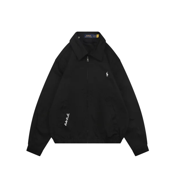 Ralph Lauren Pony Logo Script Embroidered Black Harrington Jacket Front view