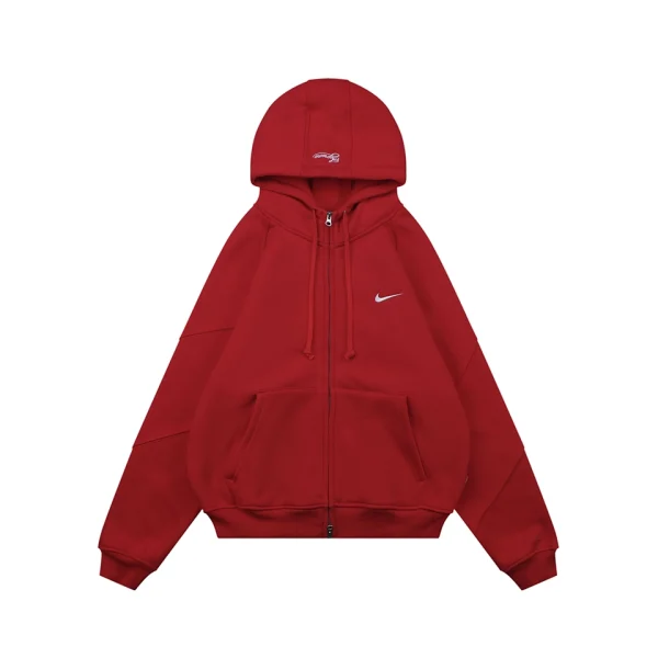 Supreme x Nike Air Max Swoosh Embroidered Zip-Up Hoodie Red Front view