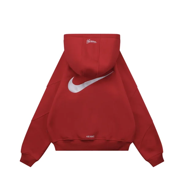 Supreme x Nike Air Max Swoosh Embroidered Zip-Up Hoodie Red Back view