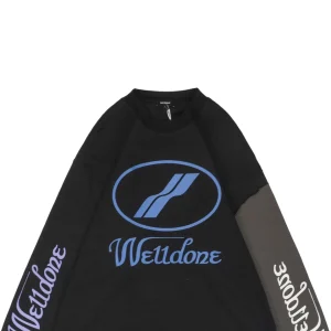 We11done Colorblock Logo Print Shirt Black