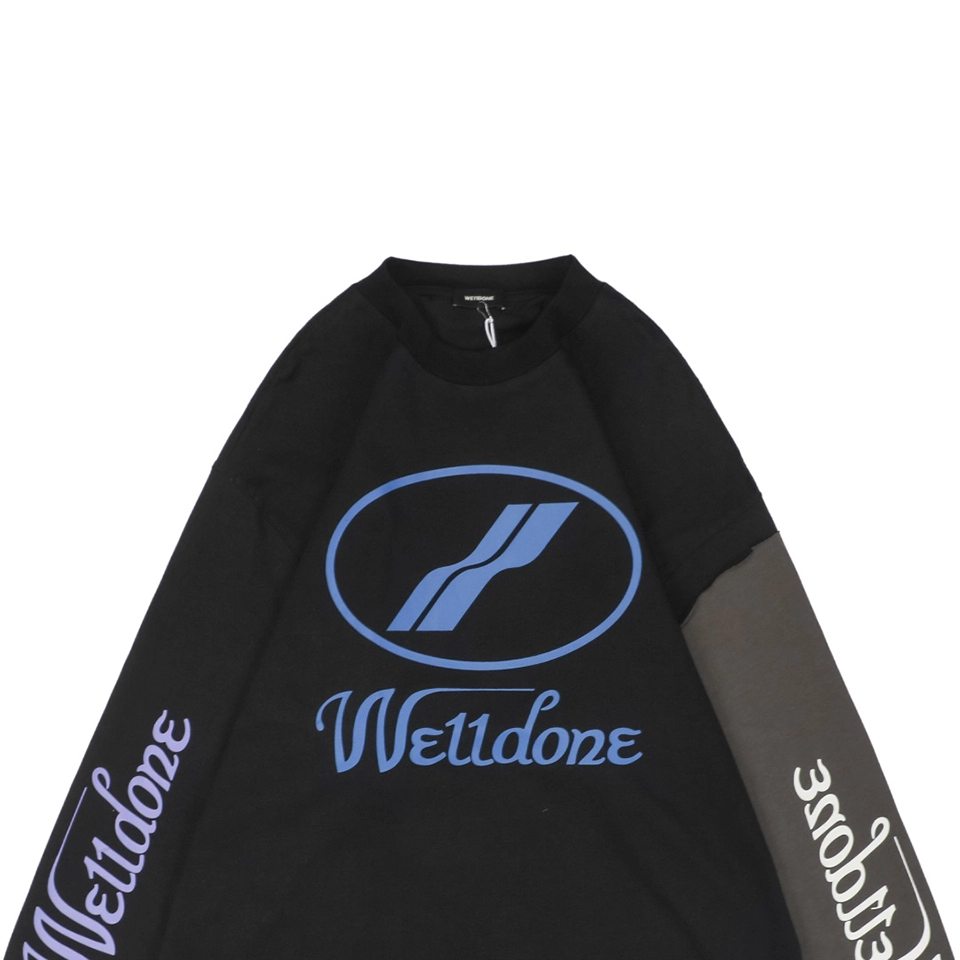 We11done Colorblock Logo Print Shirt Black
