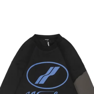We11done Colorblock Logo Print Shirt Black