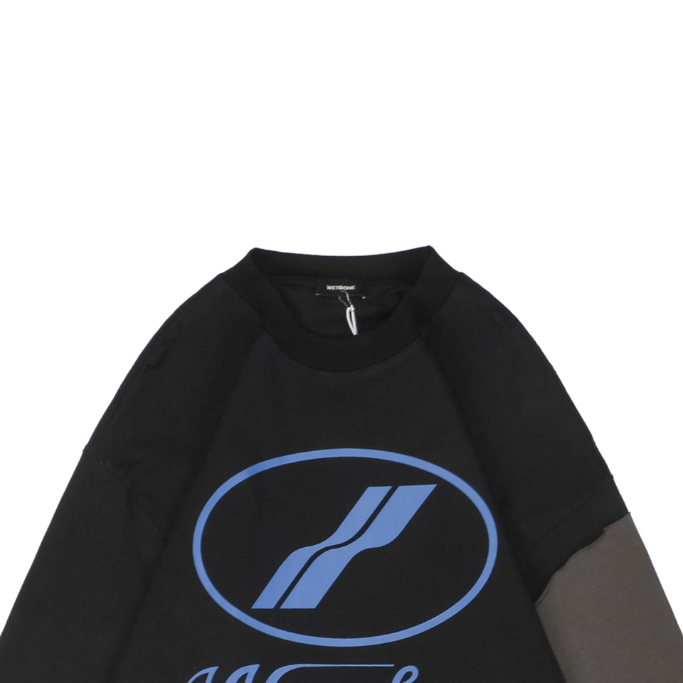 We11done Colorblock Logo Print Shirt Black