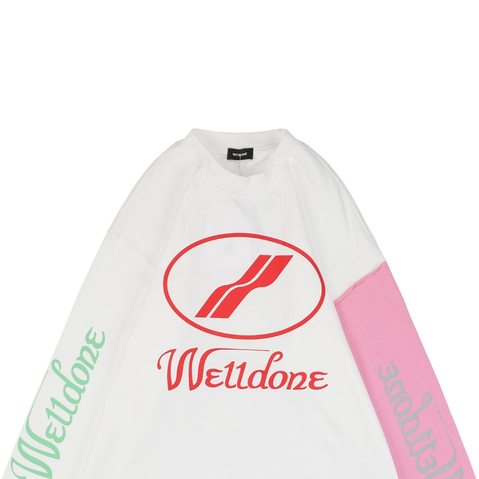 We11done Colorblock Logo Print Shirt White