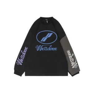 We11done Colorblock Logo Print Shirt Black Front view