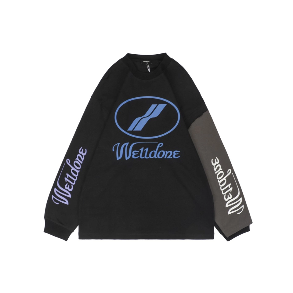 We11done Colorblock Logo Print Shirt Black Front view