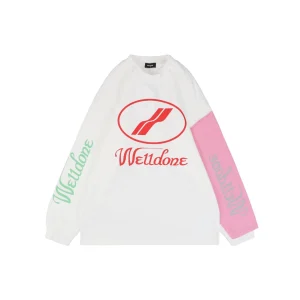 We11done Colorblock Logo Print Shirt White Front view