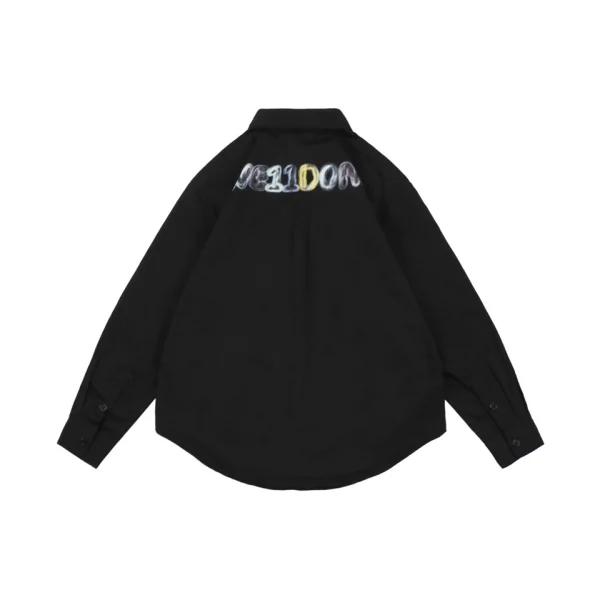 We11done Crayon Logo Print Shirt Black Back view