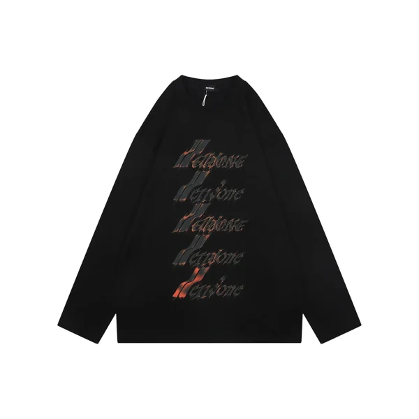We11done Flame Barrage Graphic Shirt Black Front view