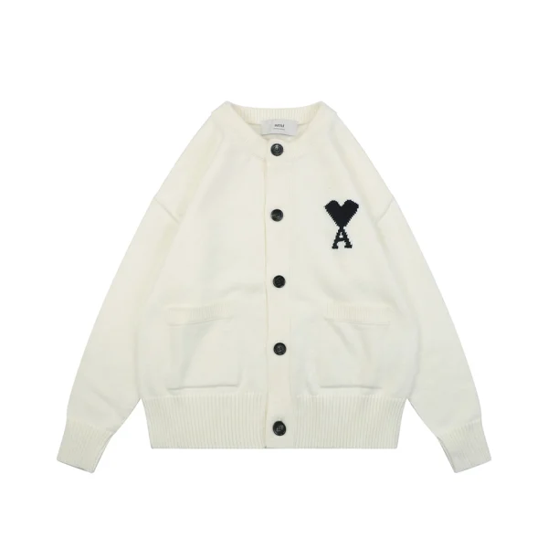 AMI Paris Ami de Coeur Heart Logo Button-Up Cardigan Front view