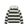 AMI Paris Ami de Coeur Striped Knit Polo Cardigan
