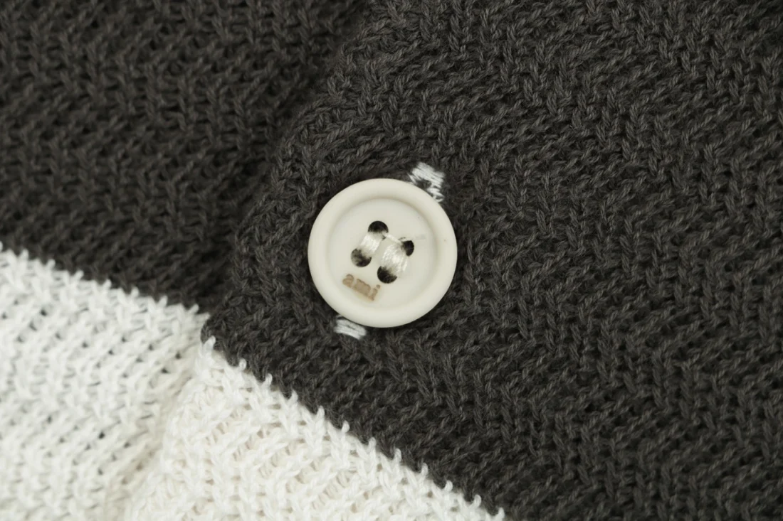AMI Paris Ami de Coeur Striped Knit Polo Cardigan