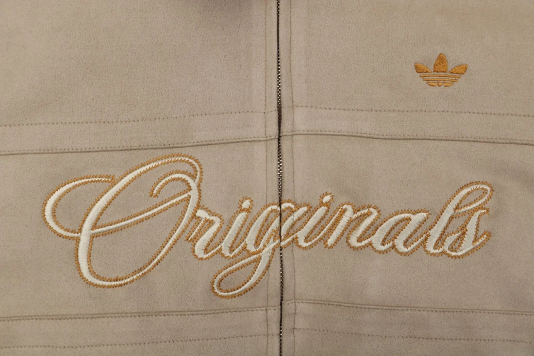 Adidas Originals Suede-Look Corduroy Collar Embroidered Jacket Brand