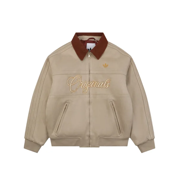 Adidas Originals Suede-Look Corduroy Collar Embroidered Jacket Front view