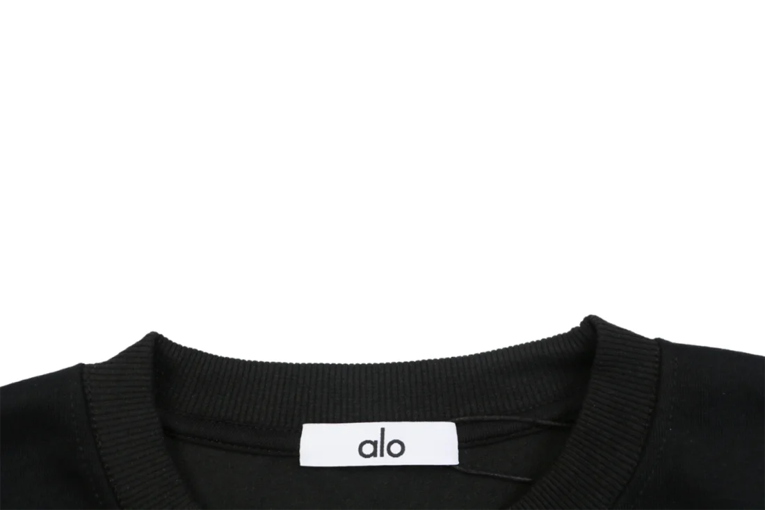 Alo Move With Purpose Logo Print Crewneck Sweatshirt Black Collar