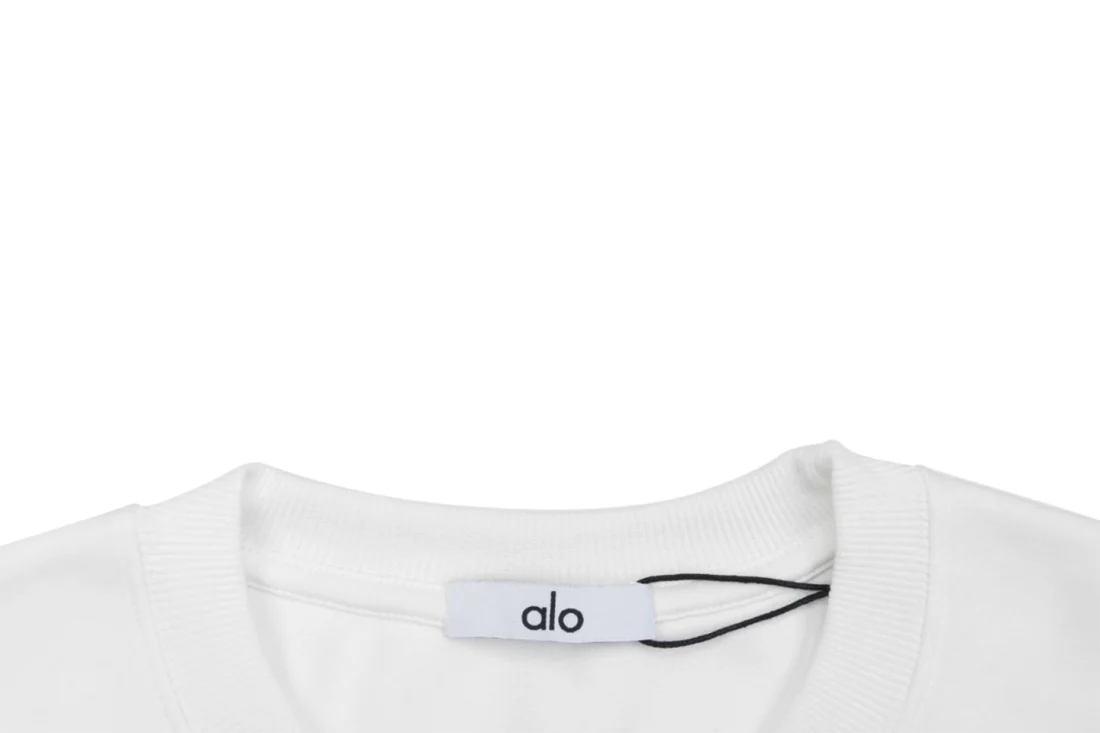 Alo Move With Purpose Logo Print Crewneck Sweatshirt White Collar