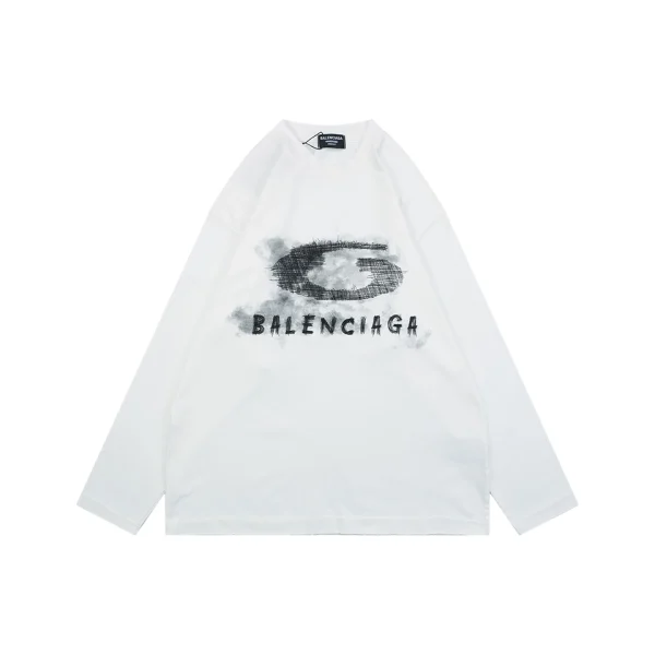 Balenciaga Smoke Ring Logo Oversized Shirt White Front view
