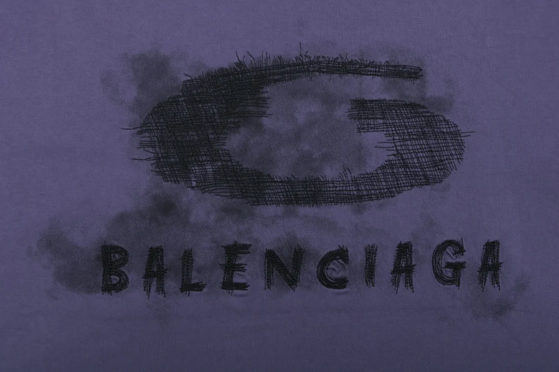 Balenciaga Smoke Ring Logo Oversized Shirt Navy Front Brand
