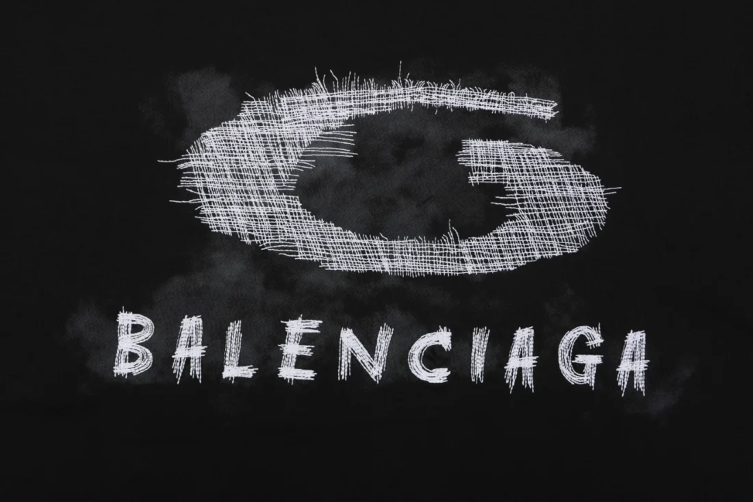 Balenciaga Smoke Ring Logo Oversized Shirt Black Brand Print