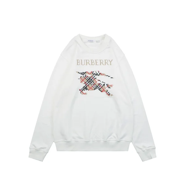 Burberry Check Equestrian Knight Embroidered Oversized Sweatshirt White Front view