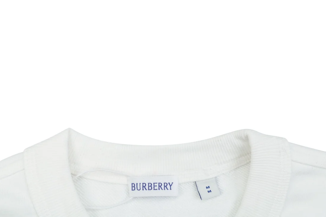 Burberry Check Equestrian Knight Embroidered Oversized Sweatshirt White Collar