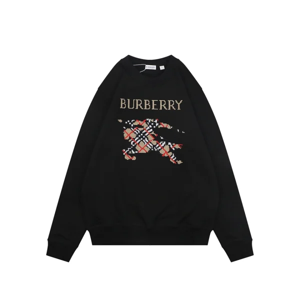 Burberry Check Equestrian Knight Embroidered Oversized Sweatshirt Black Front view