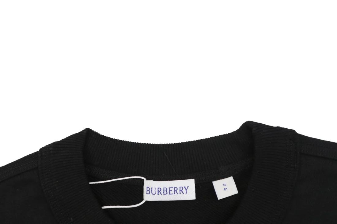 Burberry Check Equestrian Knight Embroidered Oversized Sweatshirt Black Collar
